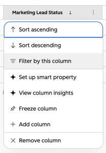 Filter by column